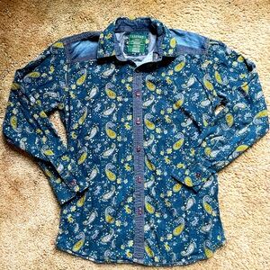 Lauren Ralph Lauren Women’s Size M Paisley Denim Western Buttons Luxury Buttons